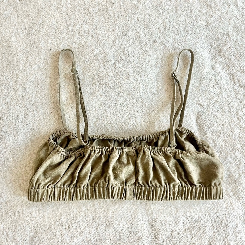 Ozma of California house bralette in olive silk noil - Picture 5 of 6
